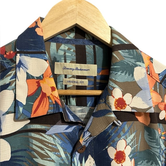 Tommy Bahama Shirt Mens M Multicolor Silk Hawaiian Floral Island Zone Orig Fit - Picture 4 of 7